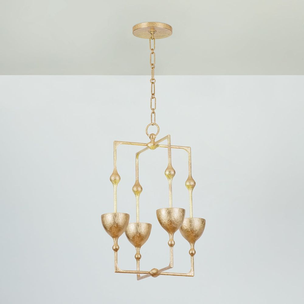 Chandeliers Antalya Lantern - Vintage Gold Leaf 4 Lights 15.75in