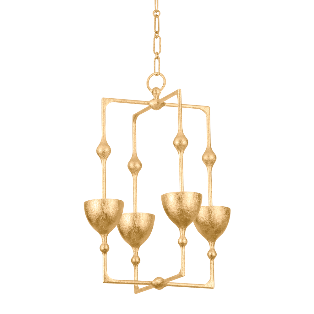 Chandeliers Antalya Lantern - Vintage Gold Leaf 4 Lights 15.75in