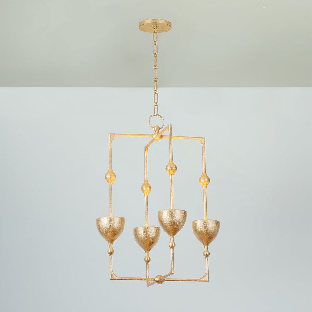 Chandeliers Antalya Lantern - Vintage Gold Leaf 4 Lights 22in
