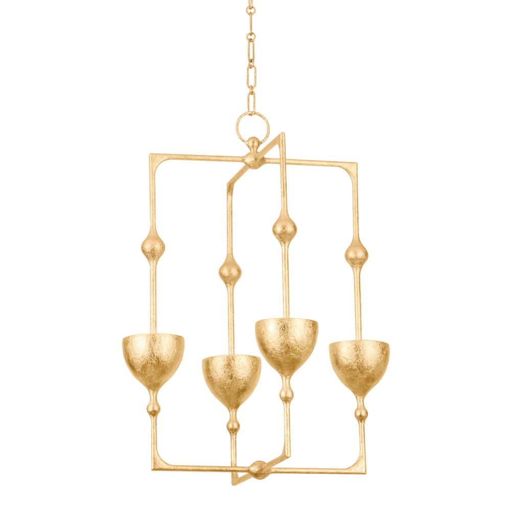 Chandeliers Antalya Lantern - Vintage Gold Leaf 4 Lights 22in