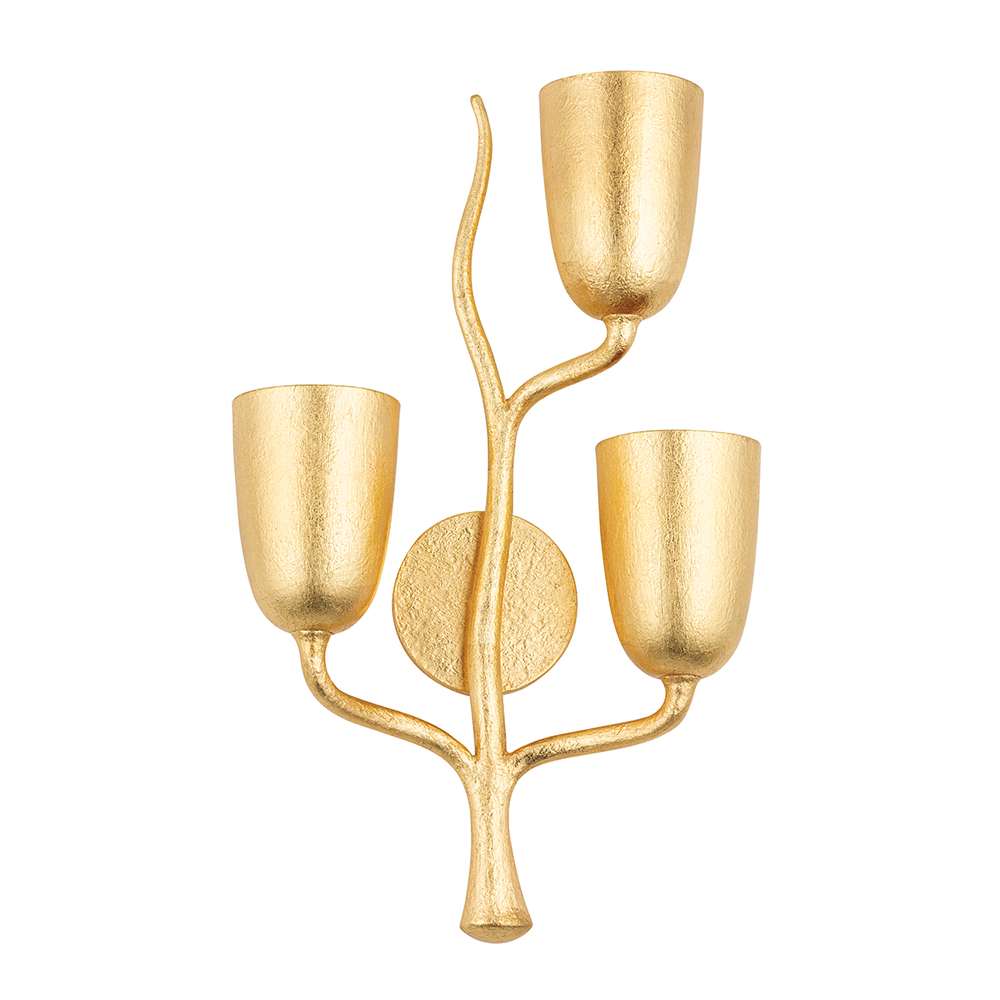 Vine 3 Light Wall Scone-Hudson Valley-HVL-5003-R-GL-Wall LightingGold Leaf Right-3-France and Son