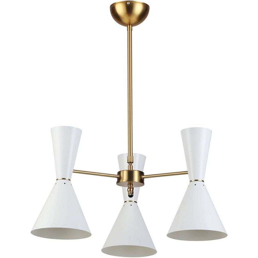 Mid Century Bow Tie Chandelier - Three Arm-France & Son-LBC0793WHT-Chandeliers-1-France and Son