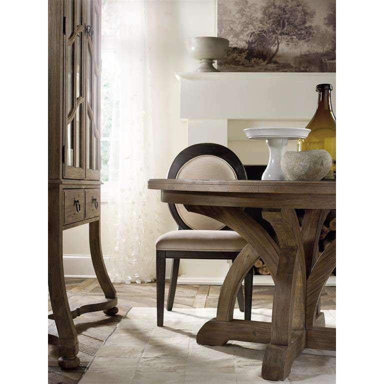 Additional view of Corsica Dark Oval Back Side Chair, featuring wood, upholstery fabric, and upholstered seat and oval back.