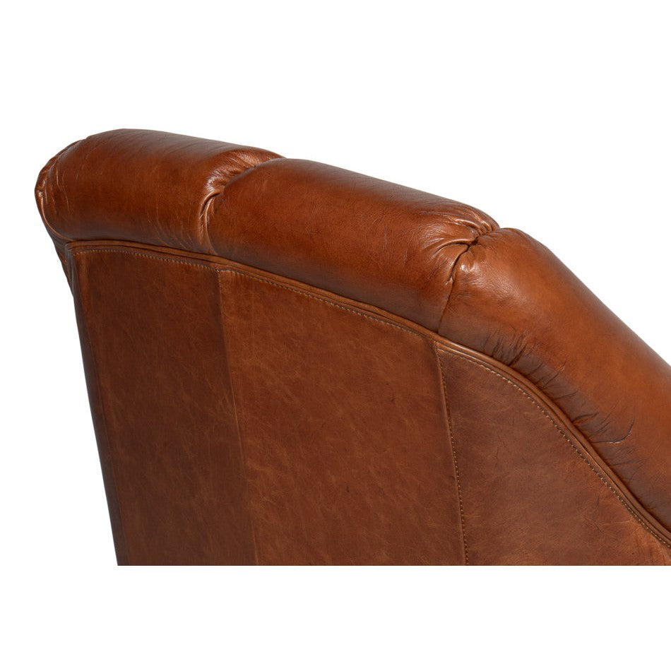 Scoth Swivel Chair In Distilled Leather