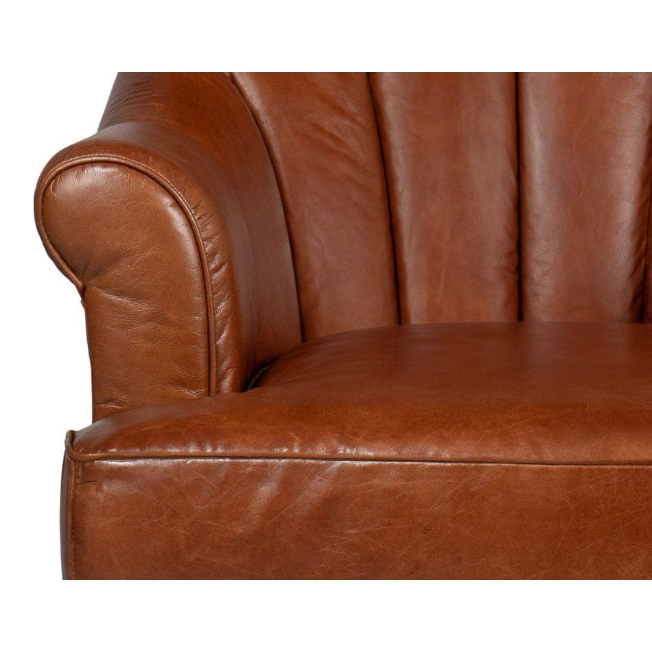 Scoth Swivel Chair In Distilled Leather