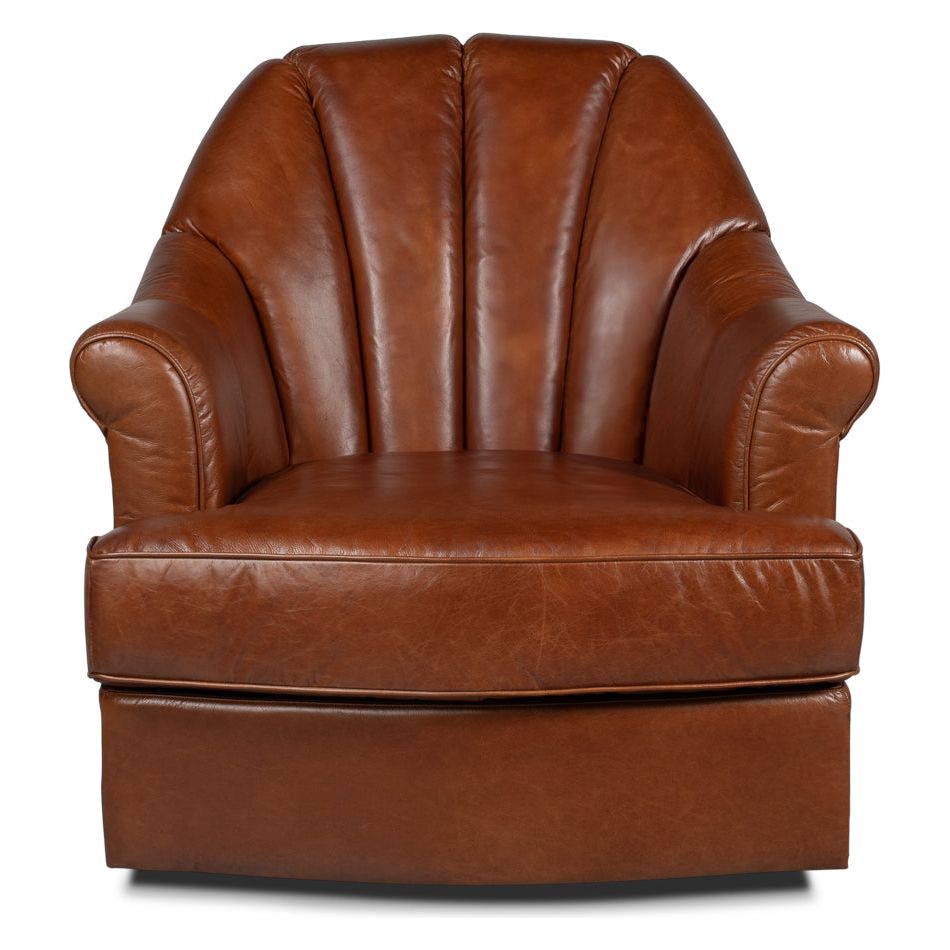 Lounge Chairs Scoth Swivel Chair In Distilled Leather
