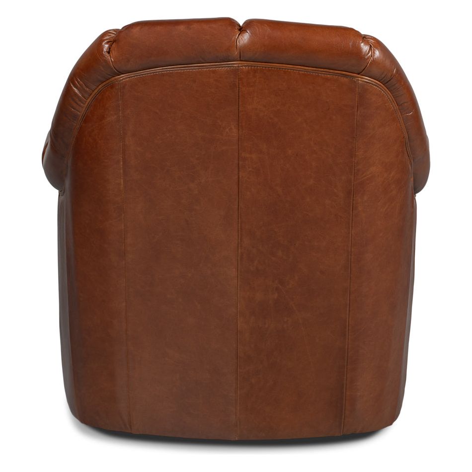 Scoth Swivel Chair In Distilled Leather