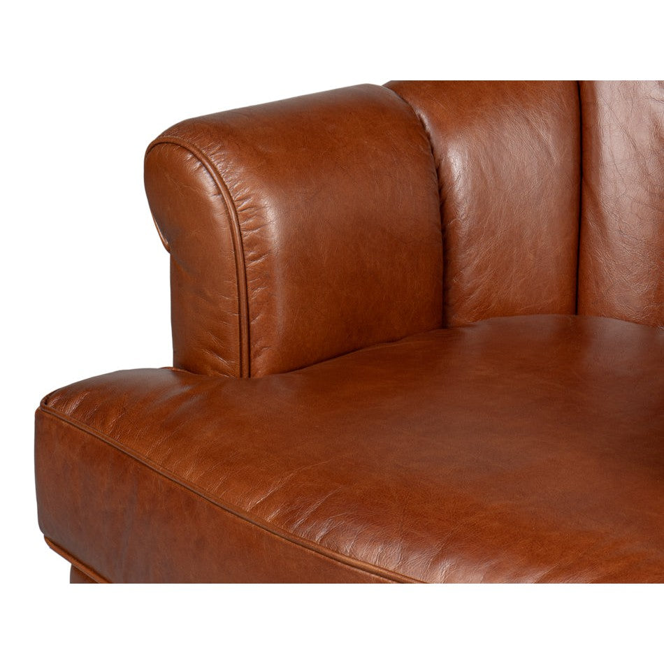 Scoth Swivel Chair In Distilled Leather