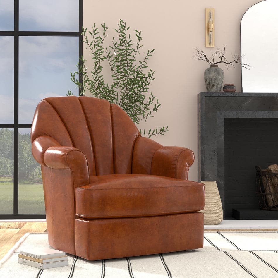 Lounge Chairs Scoth Swivel Chair In Distilled Leather