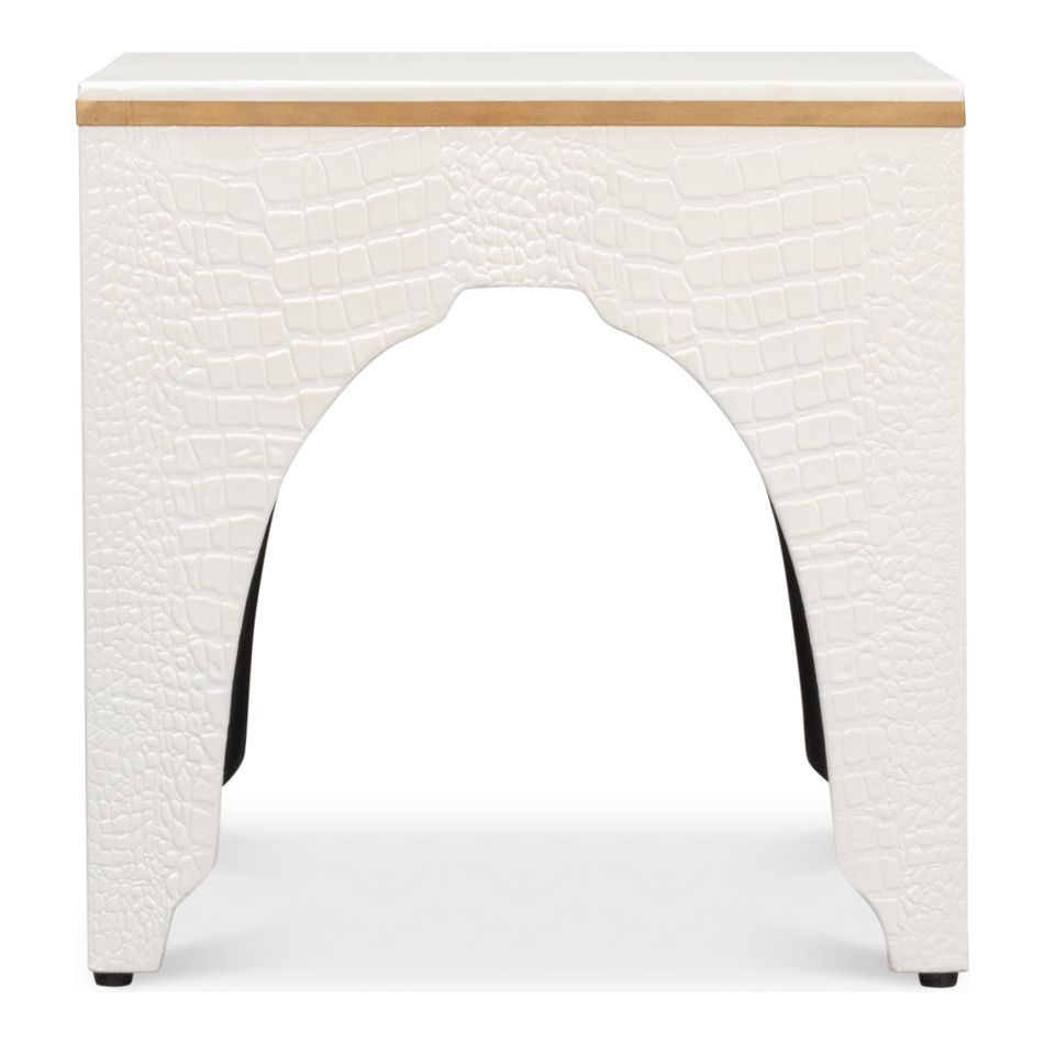 Croco Embossed Leather Stool