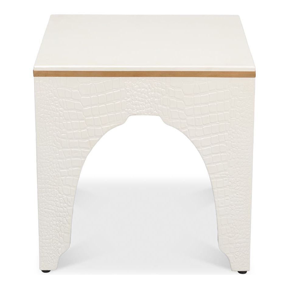 Croco Embossed Leather Stool