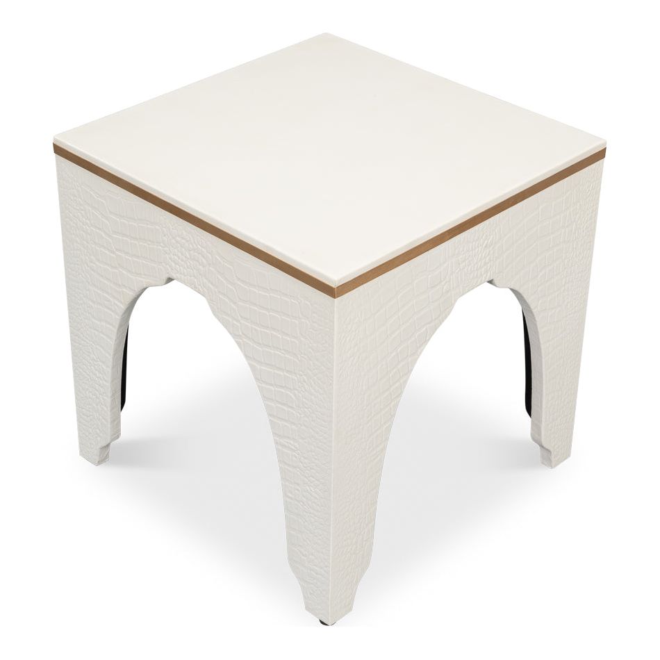 Croco Embossed Leather Stool