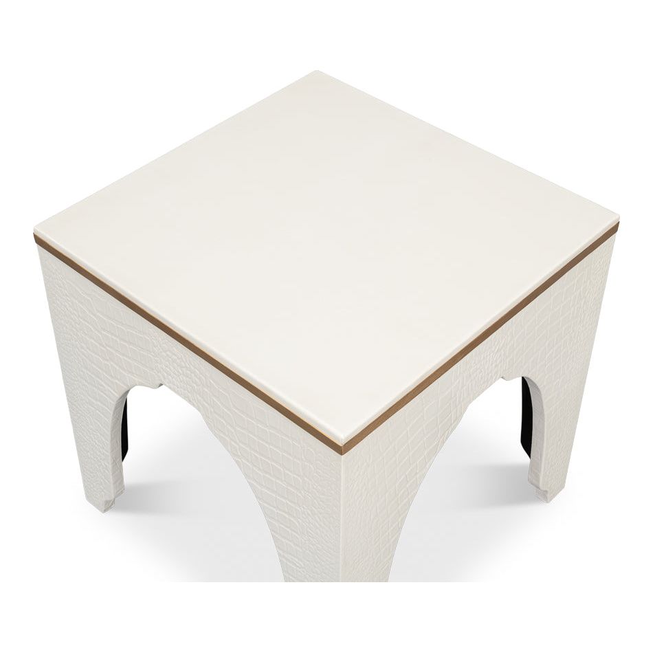 Croco Embossed Leather Stool