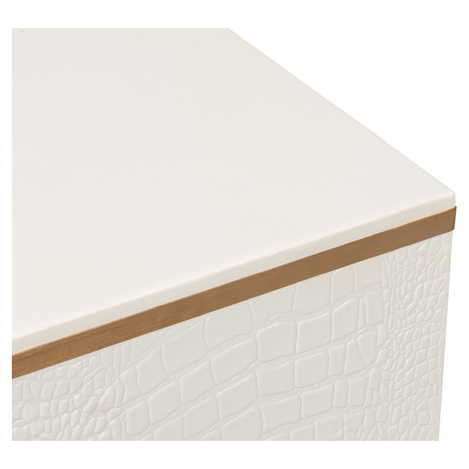 Croco Embossed Leather Stool