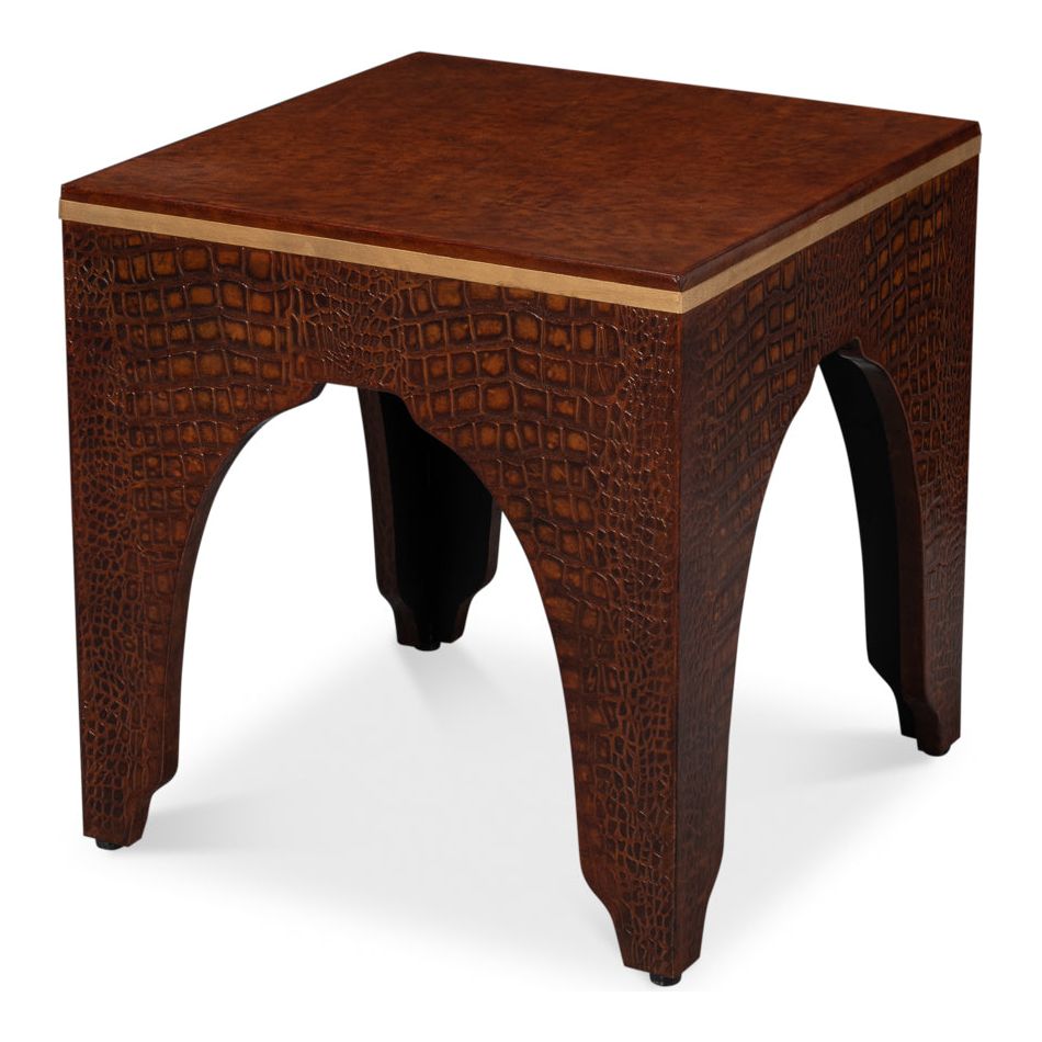 Croco Embossed Leather Stool