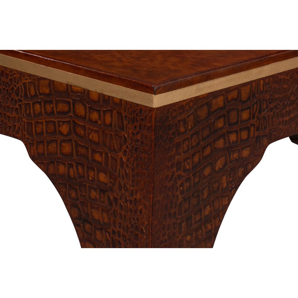 Croco Embossed Leather Stool
