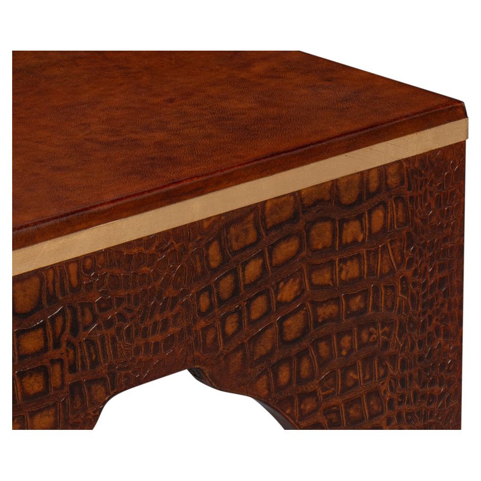 Croco Embossed Leather Stool