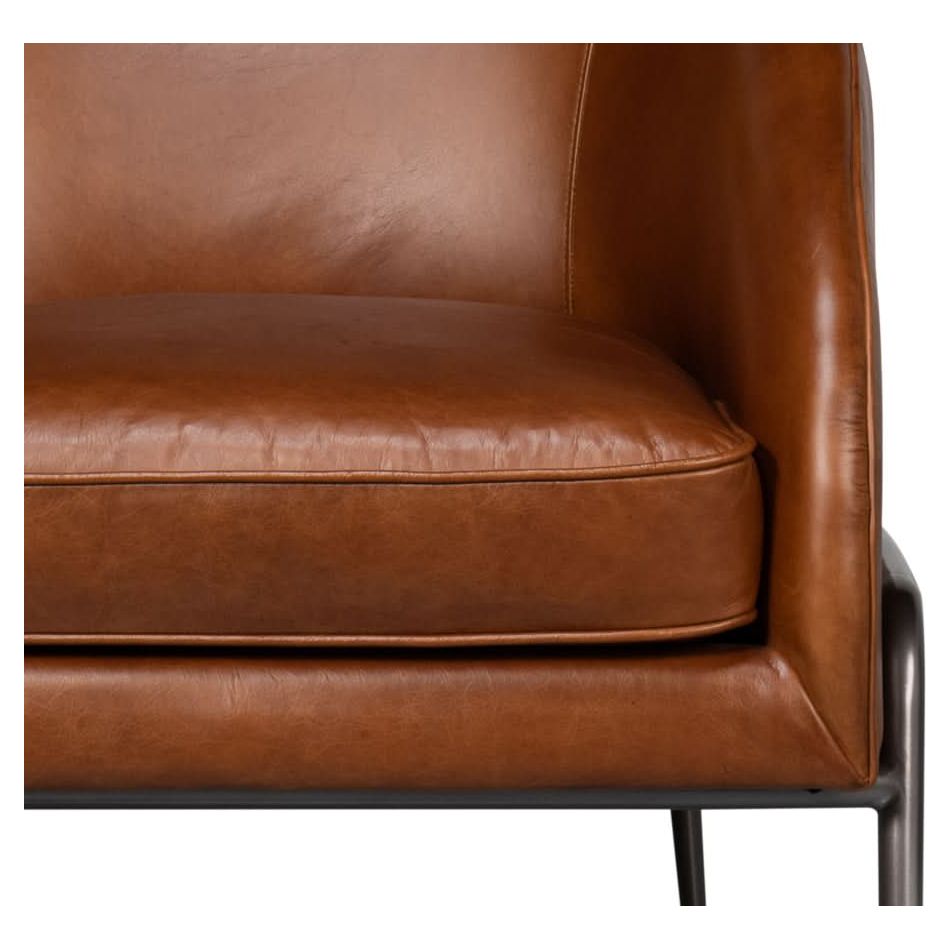 Simmons Leather Chair, Havana Brown