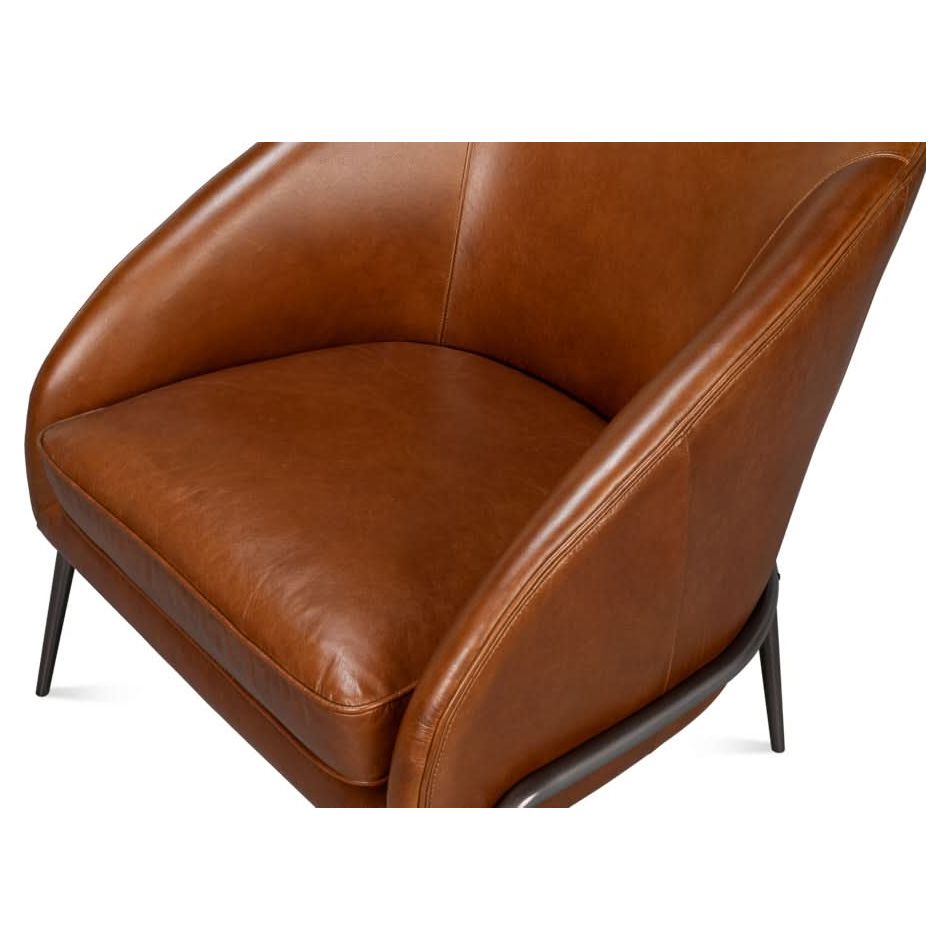 Simmons Leather Chair, Havana Brown