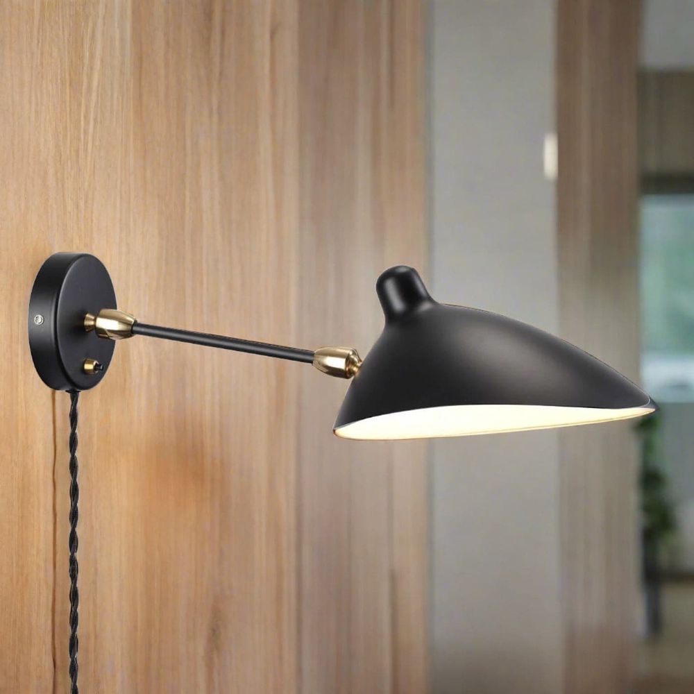 Mid Century Mouille Double Swivel Sconce - 19"-France & Son-LBW016BLK-Wall LightingBlack-1-France and Son