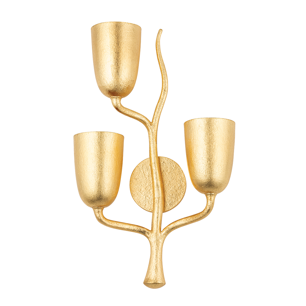 Vine 3 Light Wall Scone-Hudson Valley-HVL-5003-L-GL-Wall LightingGold Leaf Left-1-France and Son
