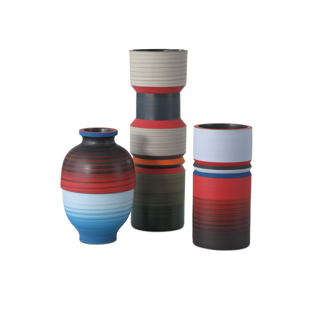 Vases Happy 80's Black, Blue, Red & Orange Vase Set of 3