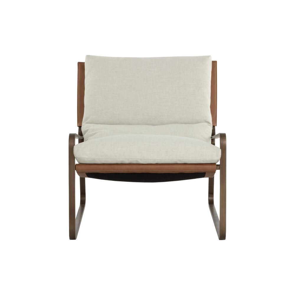 Lounge Chairs Zancor Lounge Chair - Antique Brass - Geralt Linen / Tan Leather