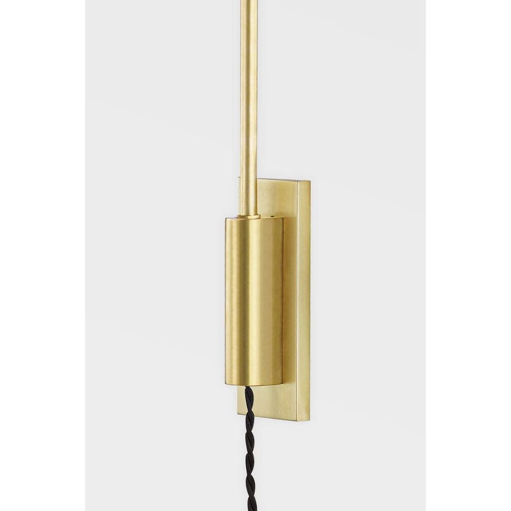Hooke 1 Light Wall Sconce with Plug-Hudson Valley-HVL-5831-AGB-Outdoor Wall SconcesAged Brass-5-France and Son