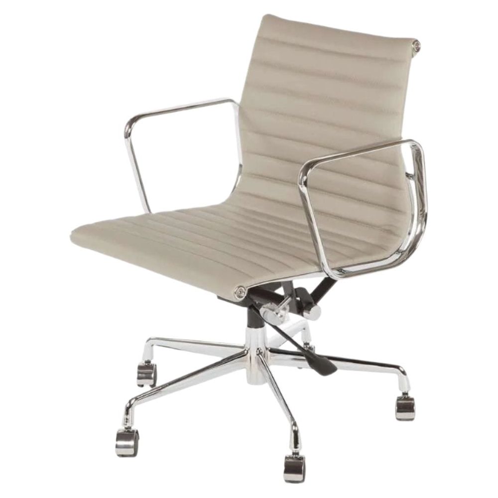 Mid Century Modern Daric Low Back Aluminum Executive Office Chair - Grey Leather
