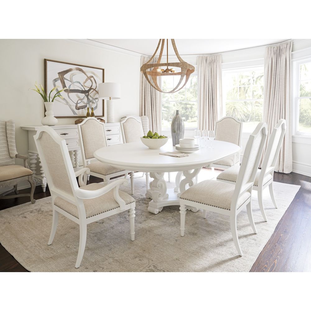 Dining Chairs Corsica Upholstered Arm Chair - Polo Mallet White