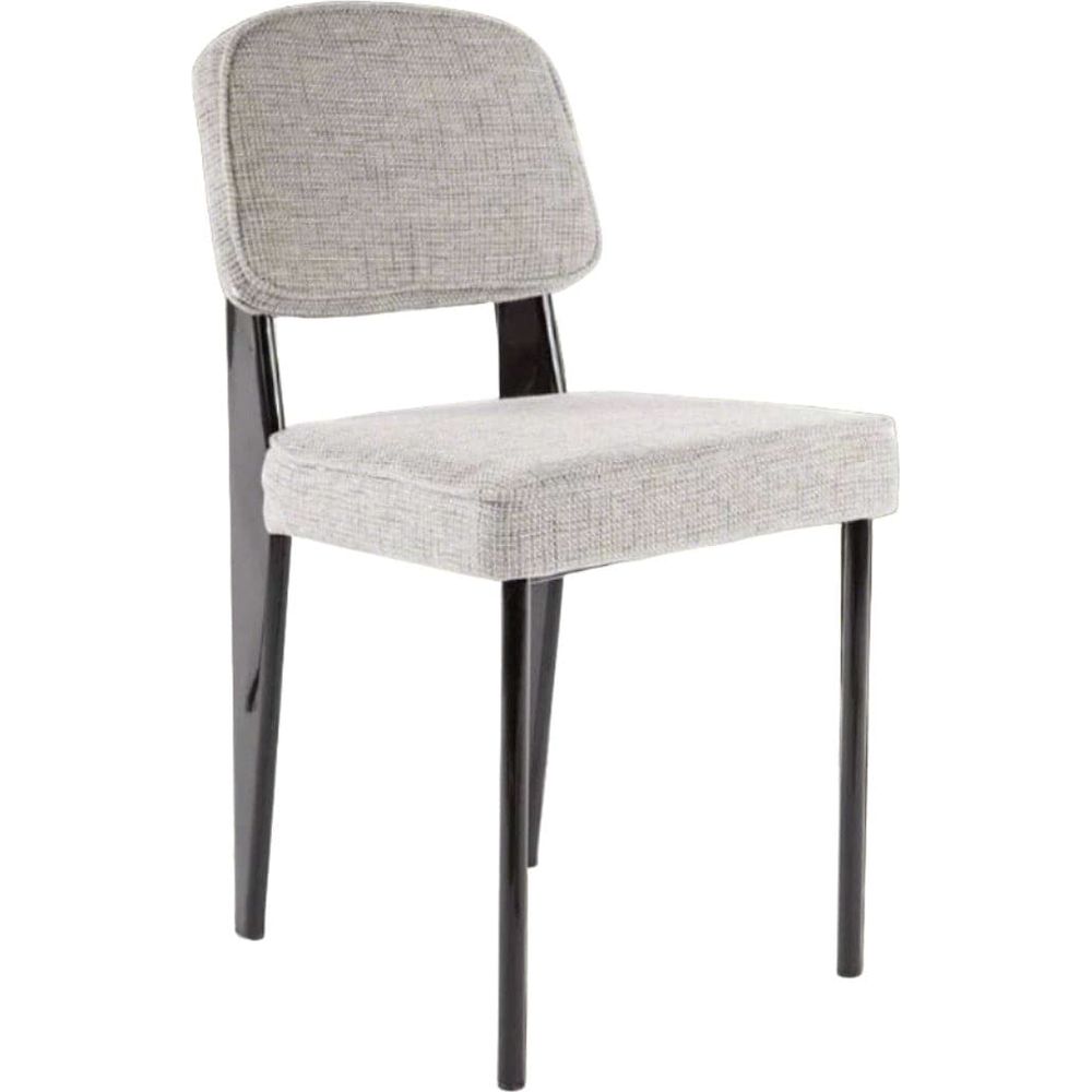 Modern Reproduction Standard Chair - Black with Grey Upholstered Seat Inspired by Jean Prouve