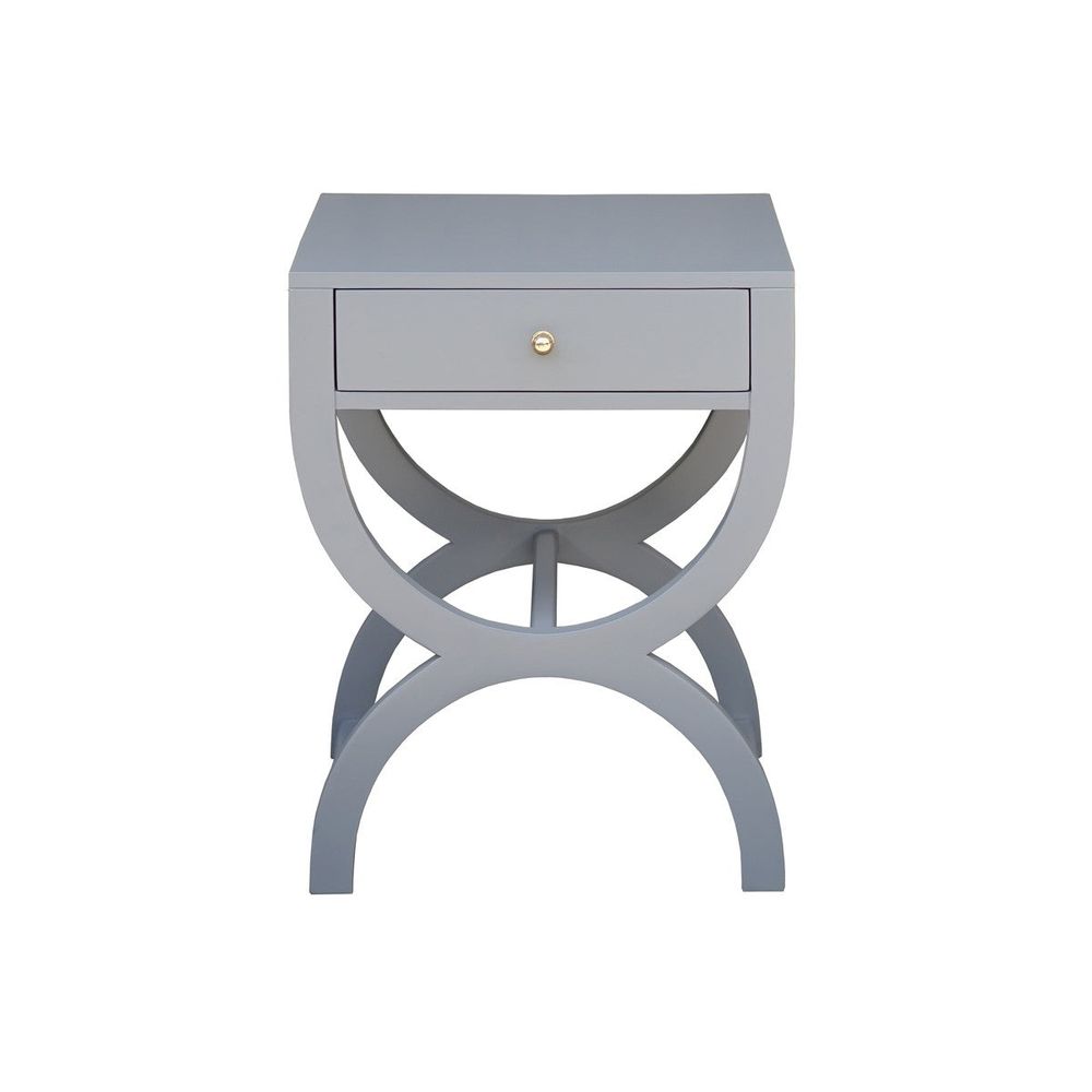 Side Tables Alexis One Drawer Side Table In Matte Grey Lacquer