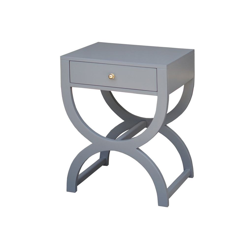 Side Tables Alexis One Drawer Side Table In Matte Grey Lacquer