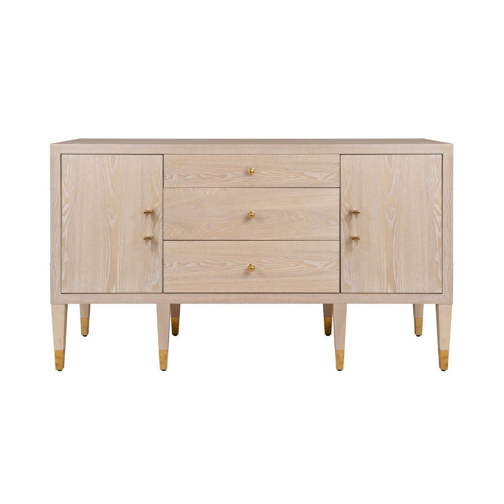 Sideboards & Credenzas Amherst - Buffet With Brass Foot Caps And Acrylic Hardware In Light Cerused Oak