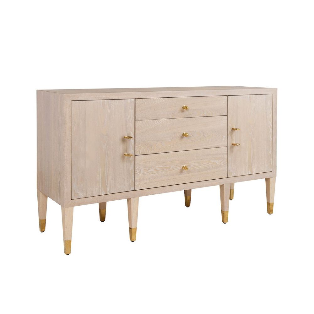 Sideboards & Credenzas Amherst - Buffet With Brass Foot Caps And Acrylic Hardware In Light Cerused Oak