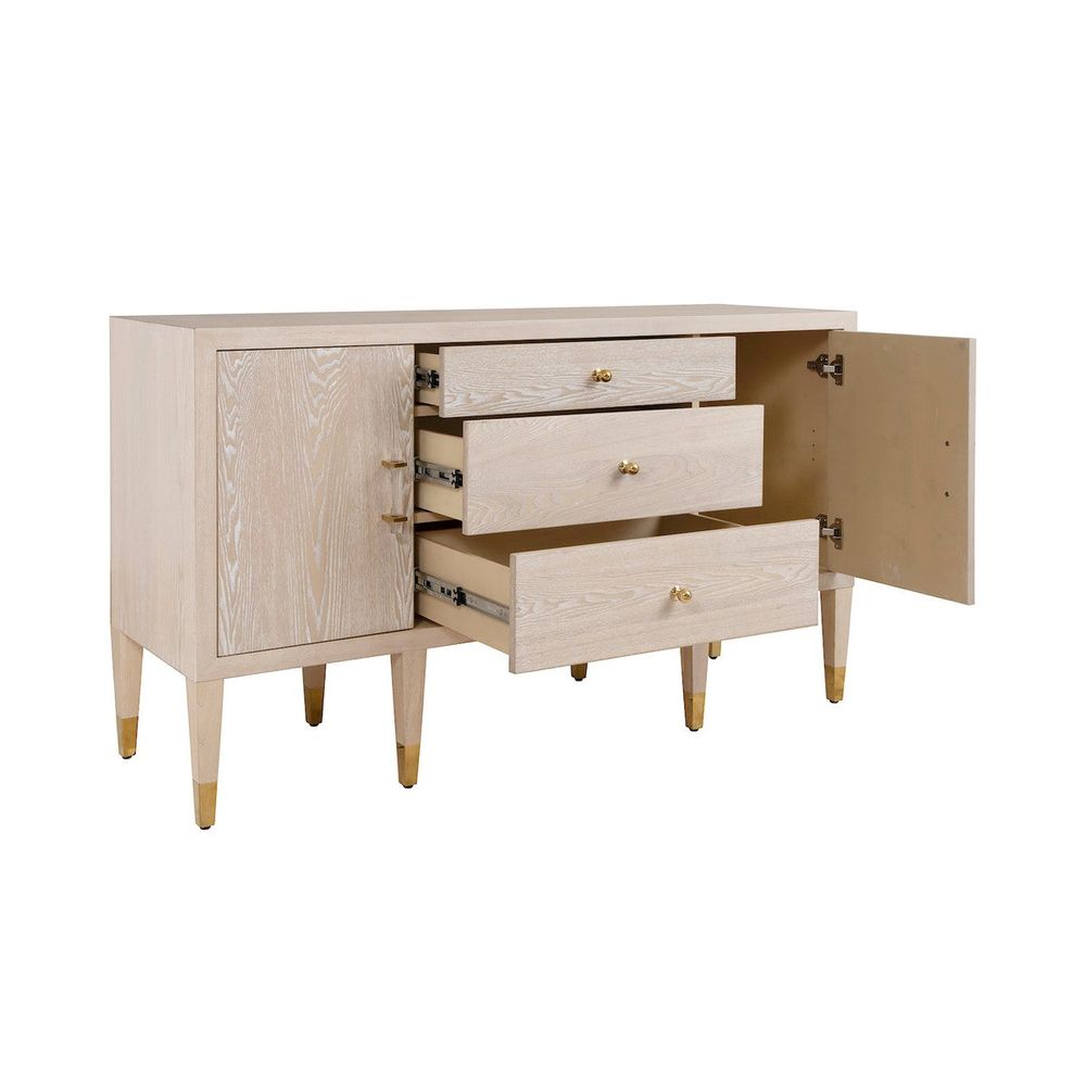 Sideboards & Credenzas Amherst - Buffet With Brass Foot Caps And Acrylic Hardware In Light Cerused Oak