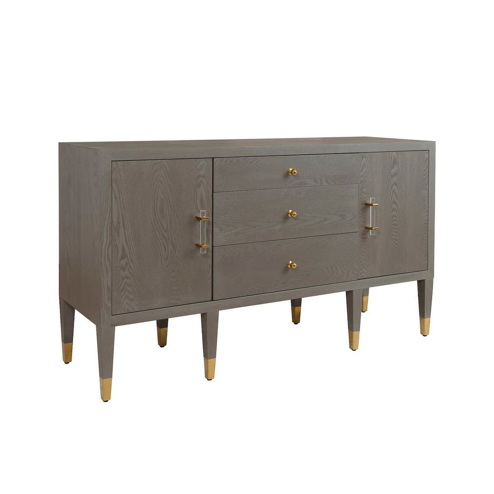 Sideboards & Credenzas Amherst - Buffet With Brass Foot Caps And Acrylic Hardware In Smoke Grey Oak