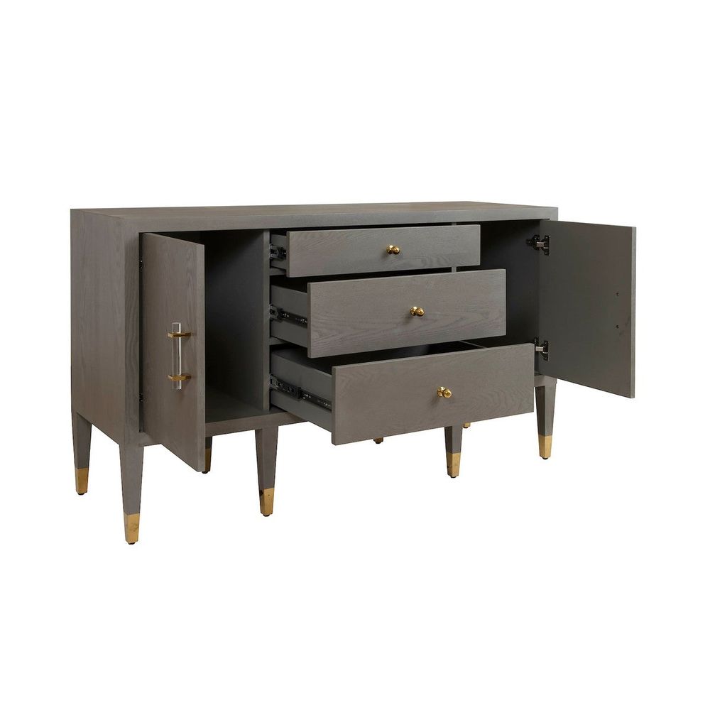 Sideboards & Credenzas Amherst - Buffet With Brass Foot Caps And Acrylic Hardware In Smoke Grey Oak