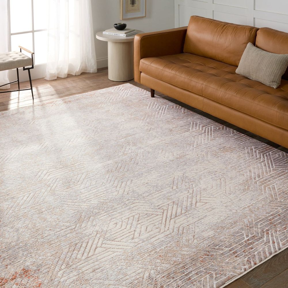 Lysander Geometric Tan/ Gray Runner Rug (3'X10')