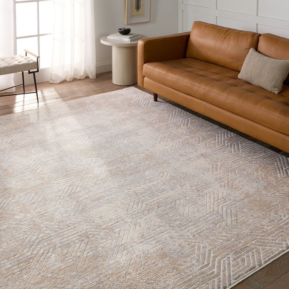 Genevieve Geometric Tan/ Gray Runner Rug (3'X10')