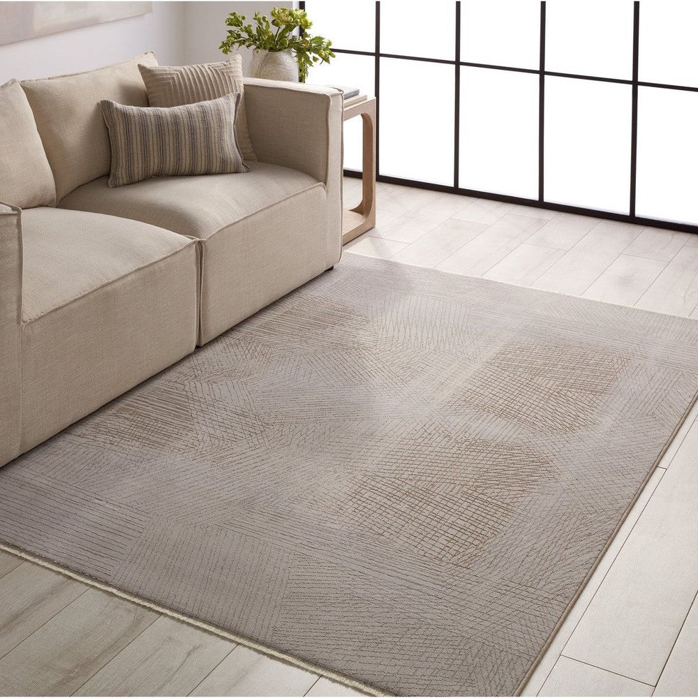 Mingan Geometric Gray/ Taupe Runner Rug (2'6"X8')