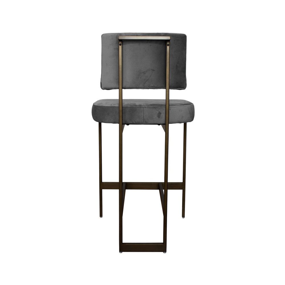 Bar & Counter Stools Baylor - Counter Stool With Bronze Base In Grey Velvet