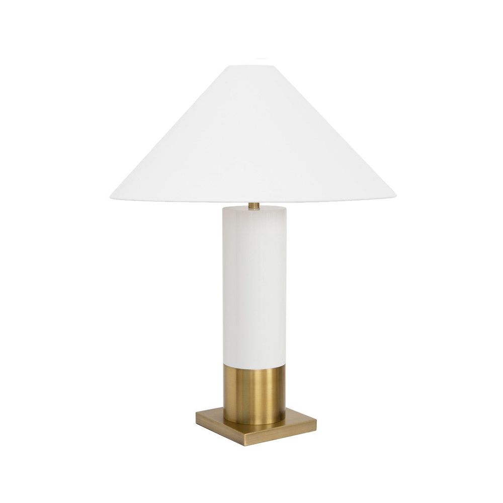 Table Lamps Bishop - Brushed Brass Base Table Lamp With White Linen Coolie Shade In White Lacquer