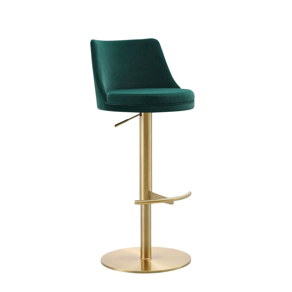 Carter Barstool-Whiteline Modern Living-WHITELINE-BS1715F-GLD/GRN-Bar StoolsGreen Velvet-3-France and Son