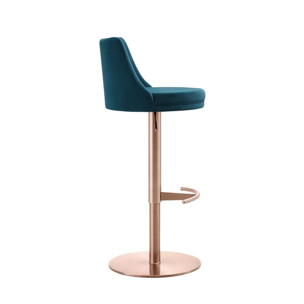 Carter Barstool-Whiteline Modern Living-WHITELINE-BS1715F-RGLD/BLU-Bar StoolsBlue Velvet-4-France and Son