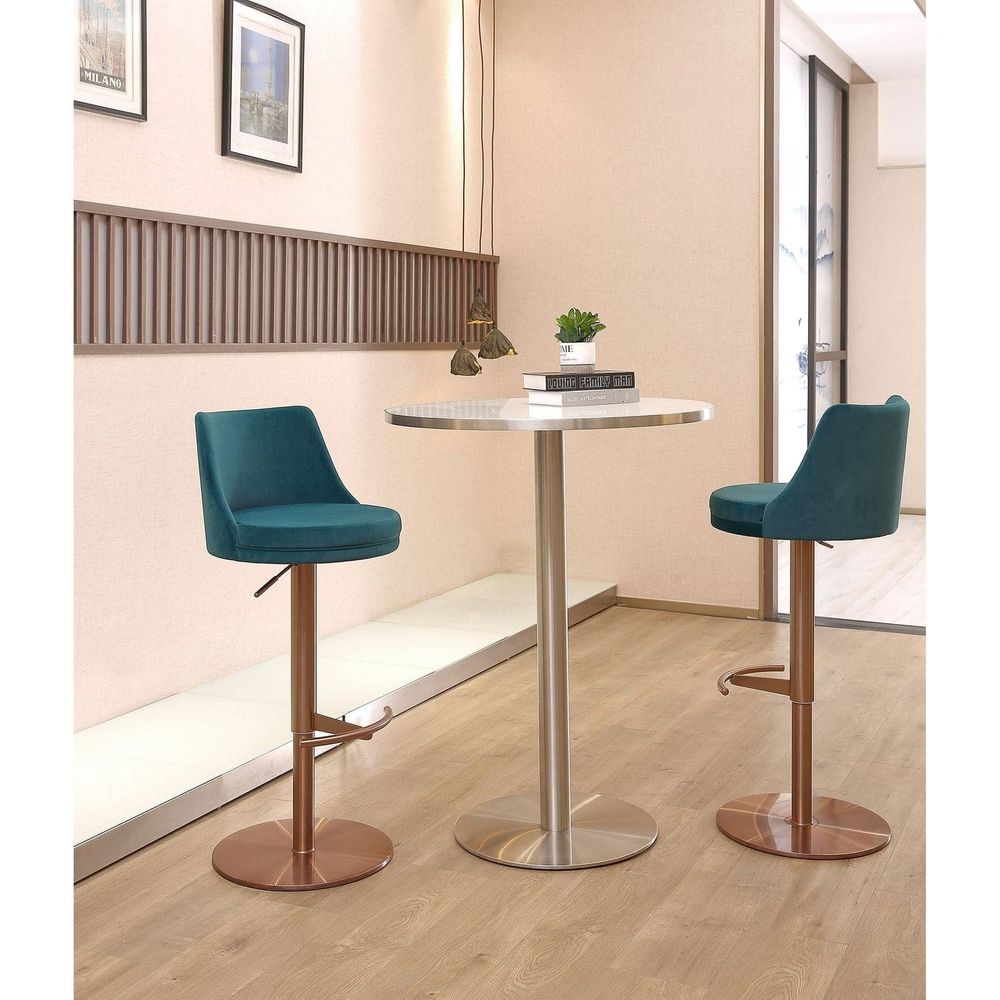Carter Barstool-Whiteline Modern Living-WHITELINE-BS1715F-RGLD/BLU-Bar StoolsBlue Velvet-1-France and Son