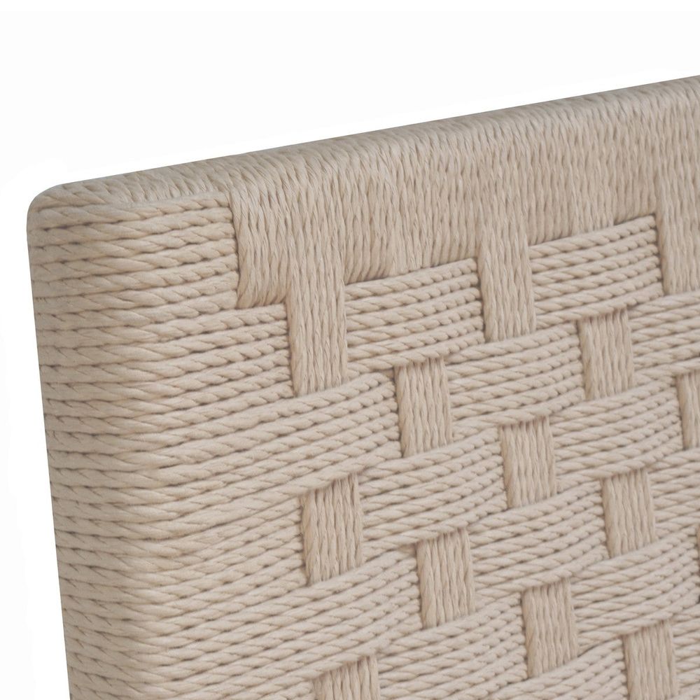 Bar & Counter Stools Burbank - Natural Rope Basketweave Pattern Bar Stool With Antique Brass Stretcher