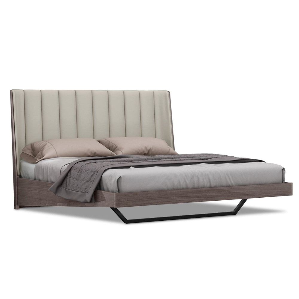 Berlin Bed-Whiteline Modern Living-WHITELINE-BK1754-CNUT/LGRY-BedsKing-2-France and Son