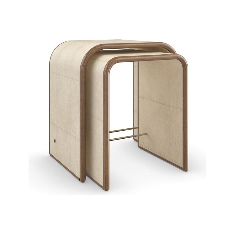 Sinatra Nesting Tables - Off White, Brown, Gold