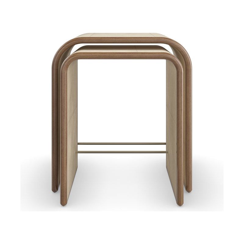 Side Tables Sinatra Nesting Tables - Off White, Brown, Gold